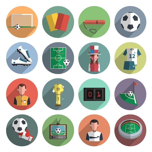 Conjunto de ícones de futebol planas