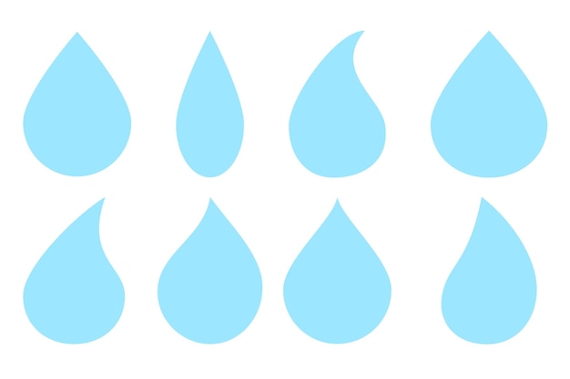 Conjunto de ícones de gotas Ilustração de ícone plano de gotas caindo Ecologia hidratação natureza vetor de estoque