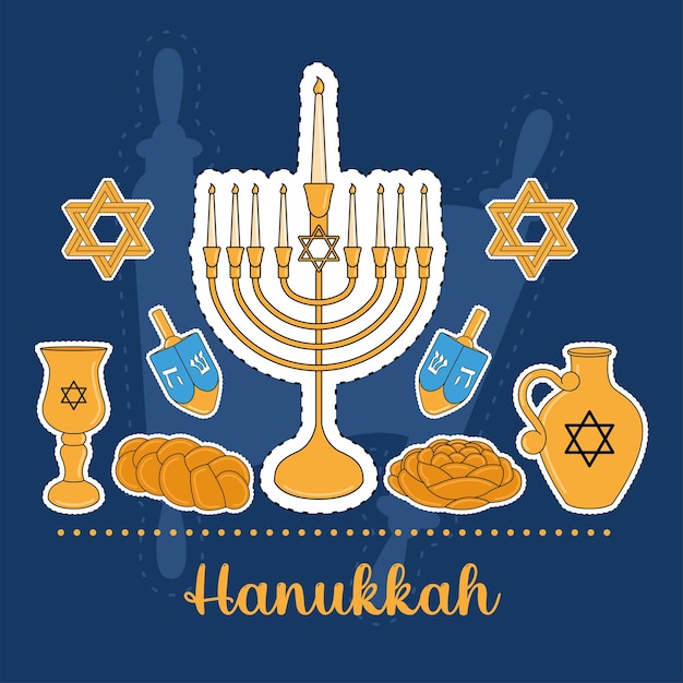 Conjunto de ícones de hanukkah ilustração vetorial