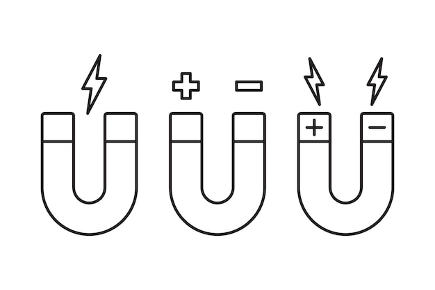 Vetor conjunto de ícones de ícones de vetores ilustração eletromagnética em fundo isolado conceito de sinal de atração