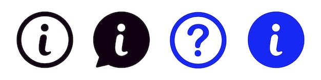 Vetor conjunto de ícones de informação ícone de informação botão de informação símbolo de informação estilo plano ícone de informação preto e azul