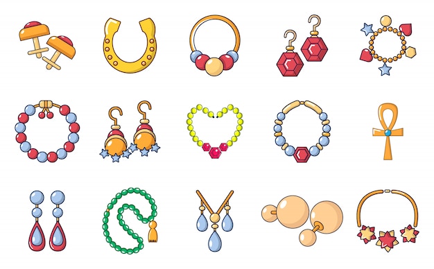 Conjunto de ícones de jewerly. conjunto de desenhos animados de jewerly icons vector conjunto isolado