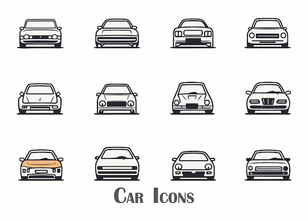 Conjunto de ícones de linha vetorial de carro