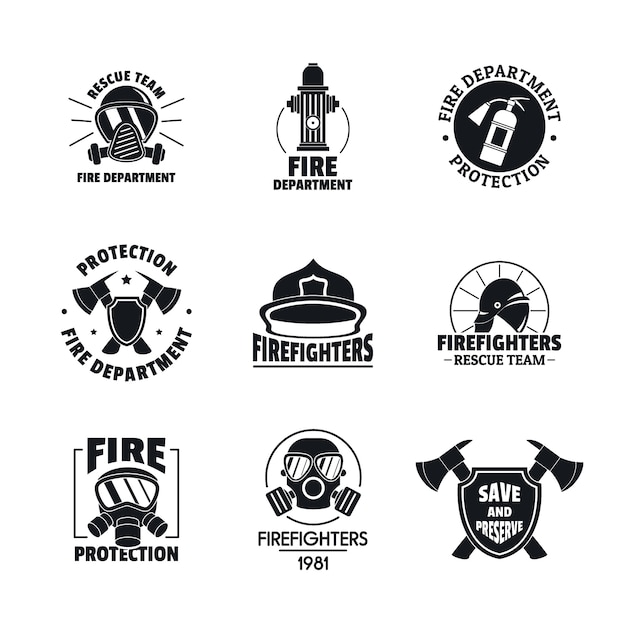Conjunto de ícones de logotipo de bombeiro