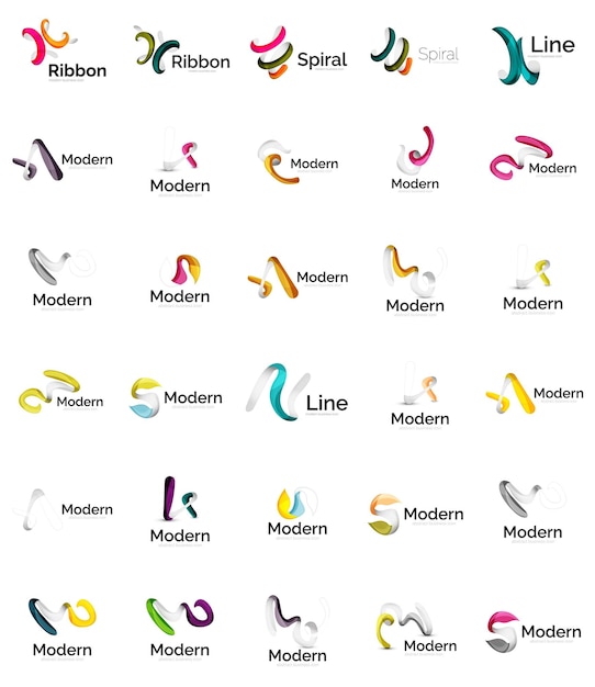 Conjunto de ícones de logotipo de fita abstrata