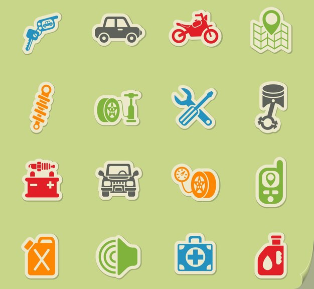 Conjunto de ícones de loja de carros