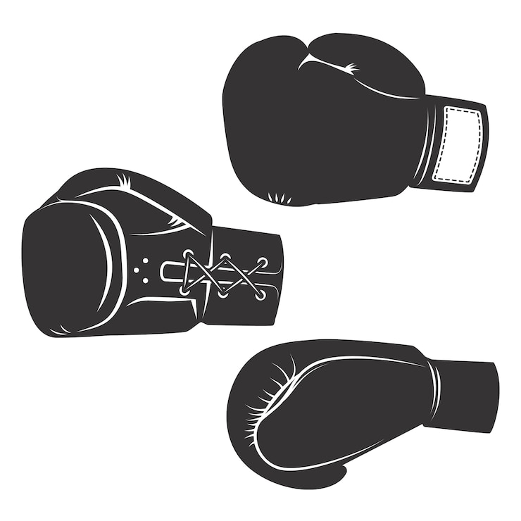 Vetor conjunto de ícones de luvas de boxe em fundo branco. elementos para o logotipo, etiqueta, emblema, sinal, cartaz. ilustração.