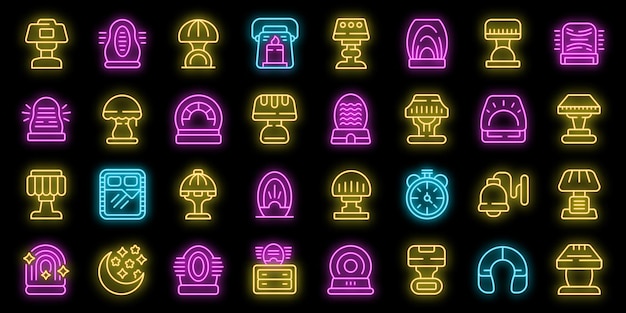 Conjunto de ícones de luz noturna vector neon