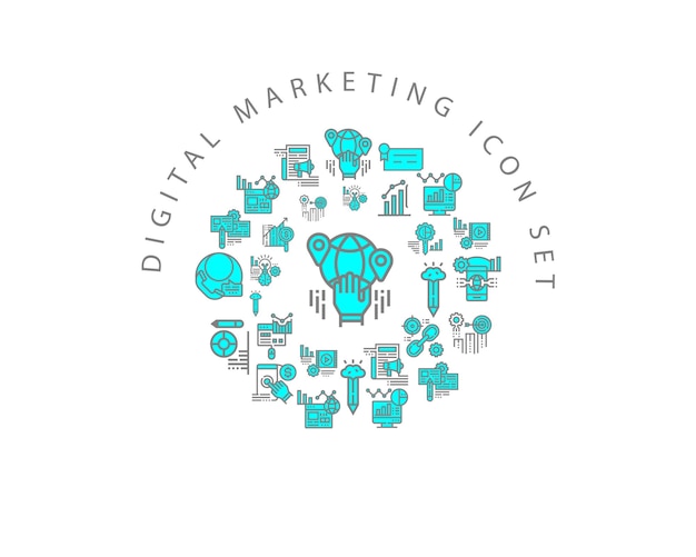 Conjunto de ícones de marketing digital