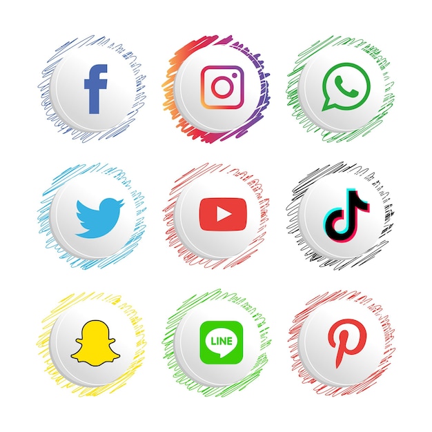 Vetor conjunto de ícones de mídia social logo vector illustrator