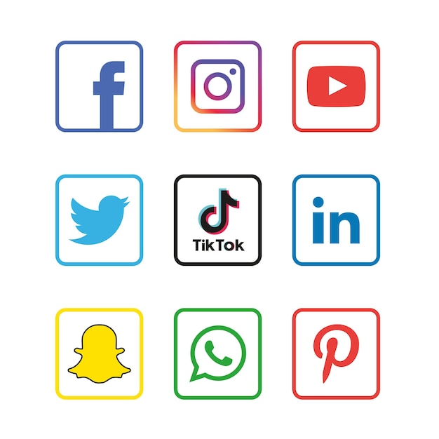 Vetor conjunto de ícones de mídia social logo vector illustrator