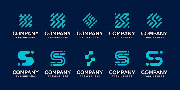 Conjunto de ícones de modelo de logotipo s ss letra inicial de coleção para negócios de tecnologia digital