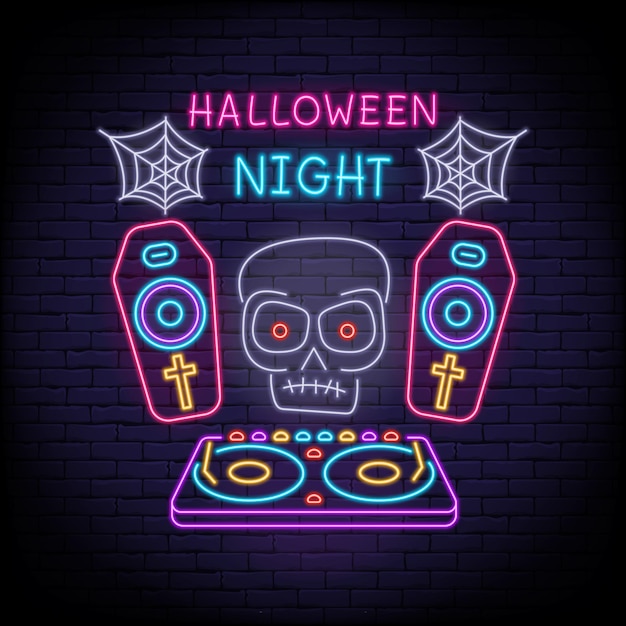 Conjunto de ícones de neon halloween elementos de design de banner de tabuleta