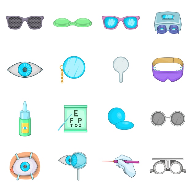 Vetor conjunto de ícones de oftalmologista