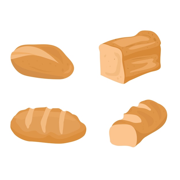 Conjunto de ícones de padaria vetorial pão de trigo