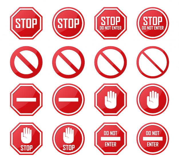 Vetor conjunto de ícones de parar, não entrar, proibido