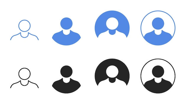 Conjunto de ícones de perfil de usuário isolados em fundo branco