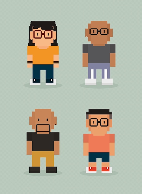 Conjunto de ícones de pessoas de pixel