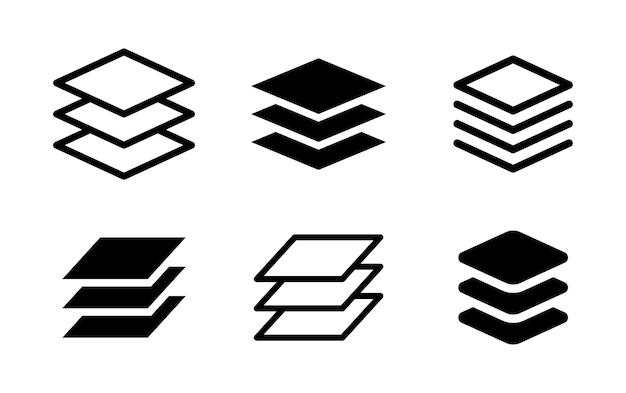 Vetor conjunto de ícones de pilha ícones de camada ilustração vetorial