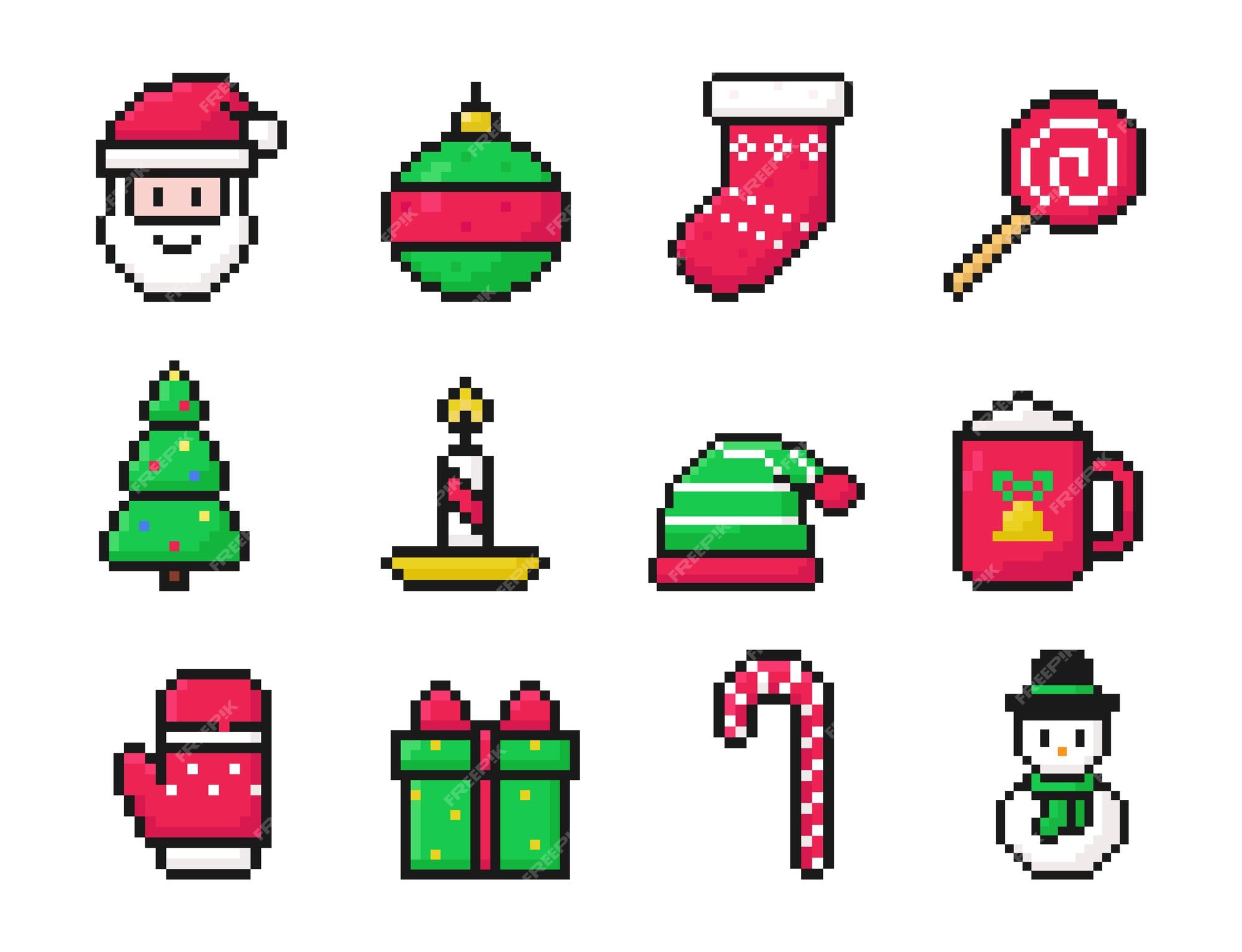 ícone De Ilustração Da árvore De Natal Simples De 8 Bits Pixel Art