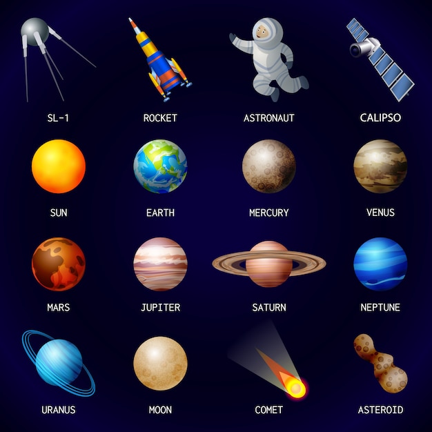 Conjunto de ícones de planetas