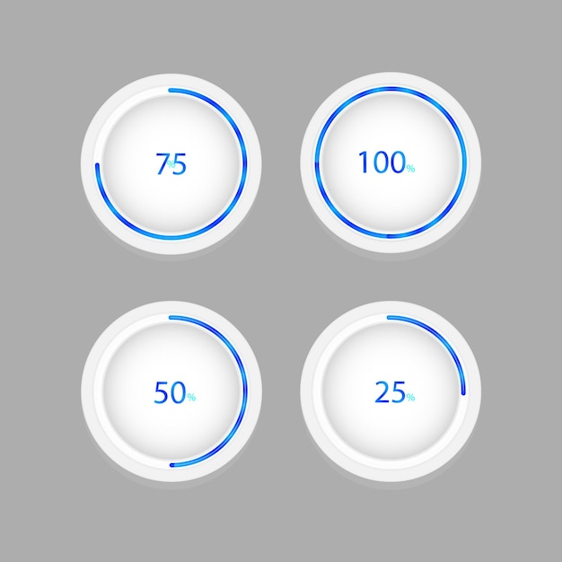 Vetor conjunto de ícones de progresso circular. ilustração vetorial.