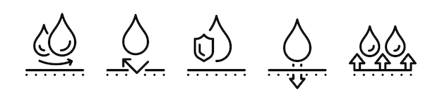 Conjunto de ícones de proteção de água coleção de ícones à prova de água de sinais resistentes à água