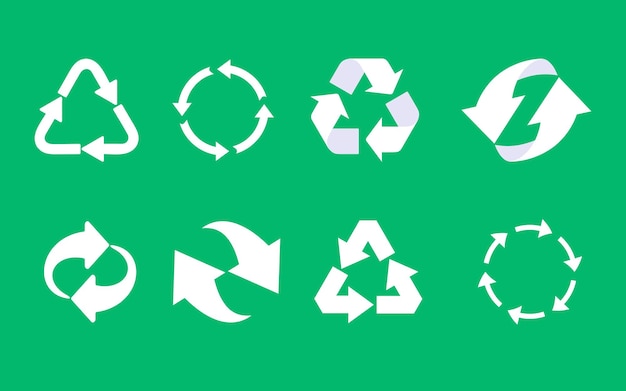 Conjunto de ícones de reciclagem. Ícone de eco reciclado. Conjunto de ícones de setas de ciclo reciclado