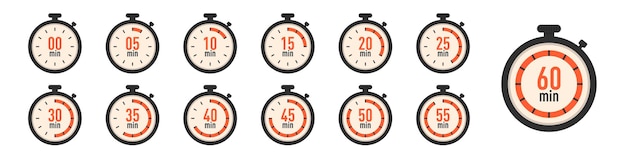 Vetor conjunto de ícones de relógio temporizador. coleção de cronômetro