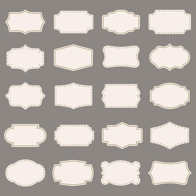 Conjunto de ícones de rótulos Colecção de quadros de rótulo Estilo plano