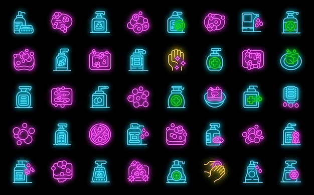 Conjunto de ícones de sabão vector neon