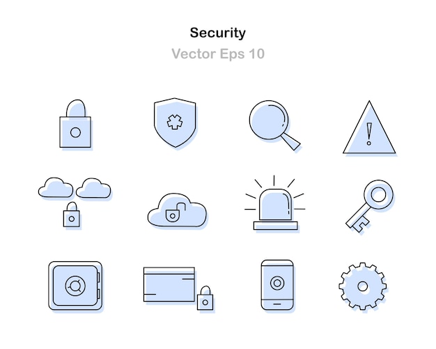 Conjunto de ícones de segurança conjunto de vetores