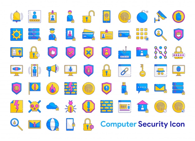 Conjunto de ícones de segurança de computador