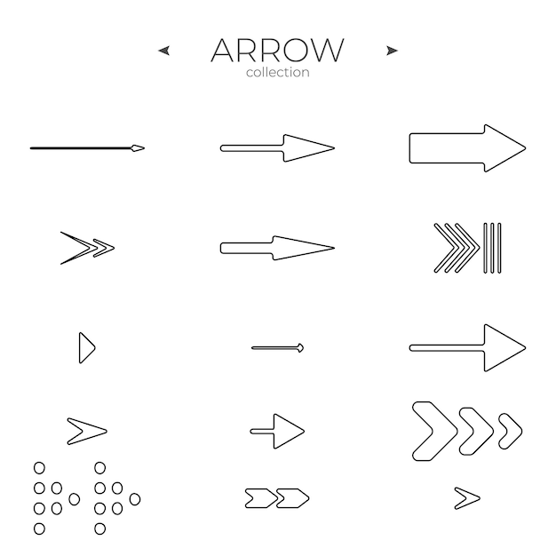Conjunto de ícones de seta de linha coleção de ícones de linha símbolos vetoriais modernos