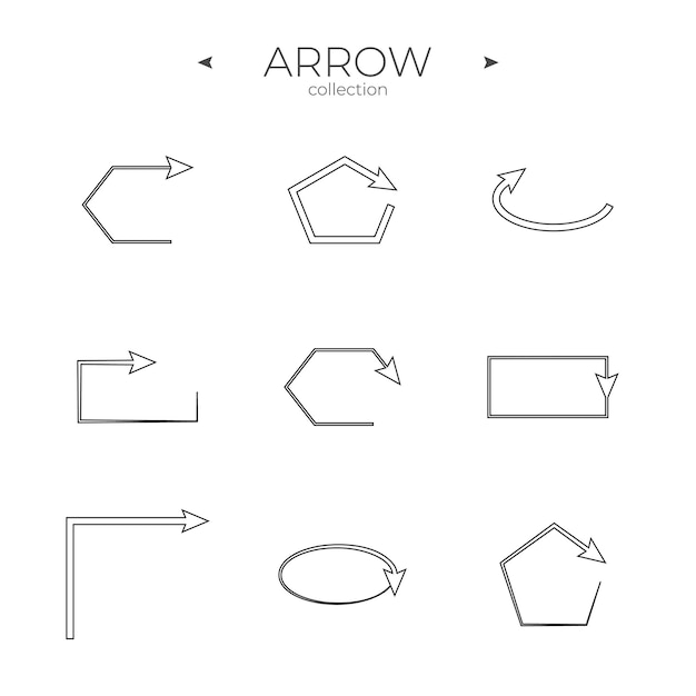 Conjunto de ícones de seta de linha coleção de ícones de linha símbolos vetoriais modernos