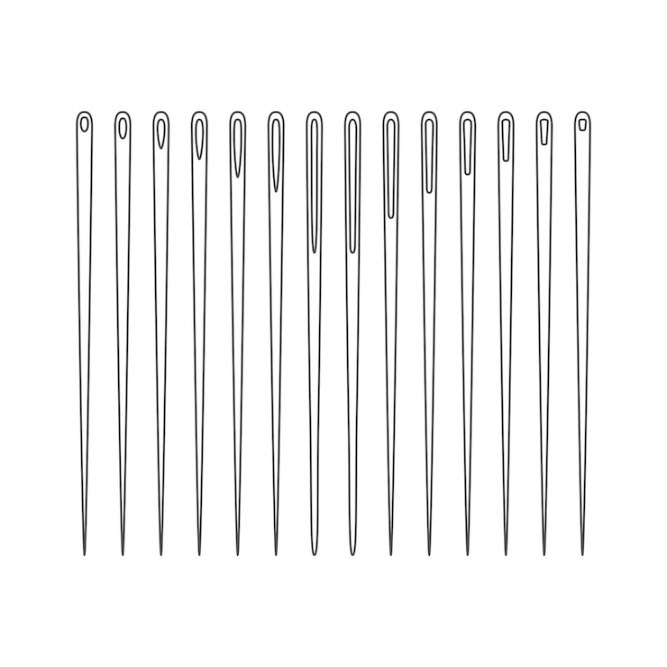 Vetor conjunto de ícones de silhueta de agulha coleção de ilustração vetorial de ícones de agulha de contorno isolado no branco