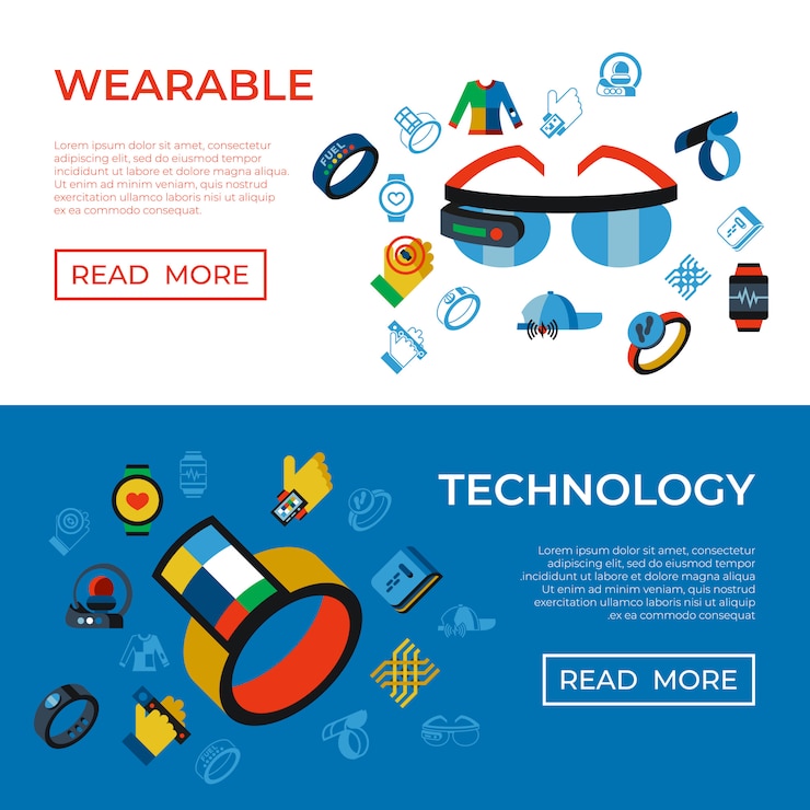 Vetor conjunto de ícones de tecnologia wearable
