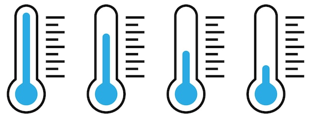 Conjunto de ícones de termômetro de clima frio