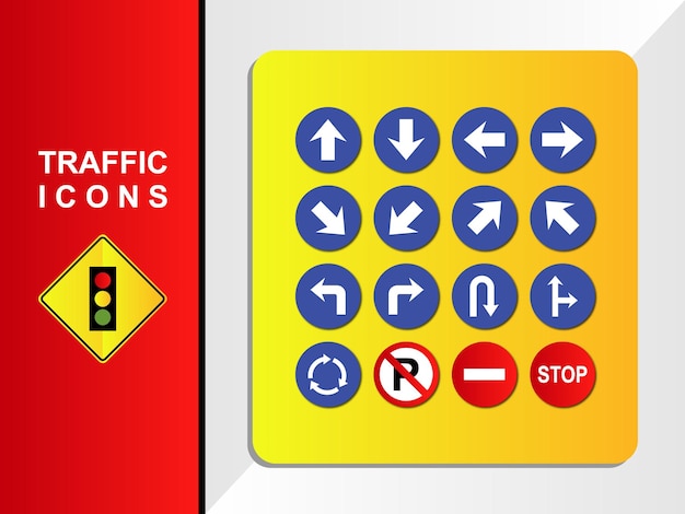 Vetor conjunto de ícones de tráfego. sinal de trânsito e símbolo