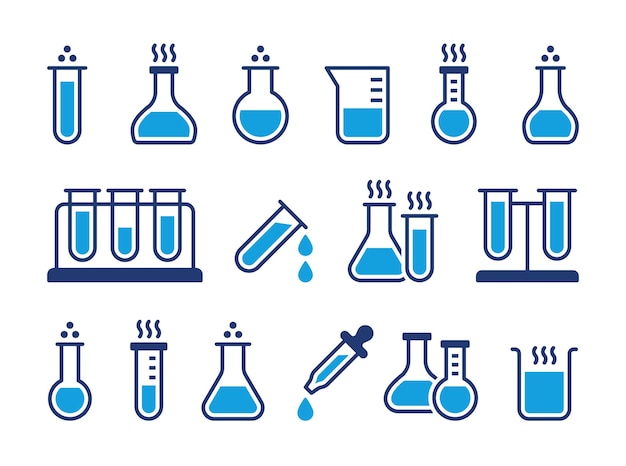 Conjunto de ícones de tubos de ensaio químicos ilustração vetorial