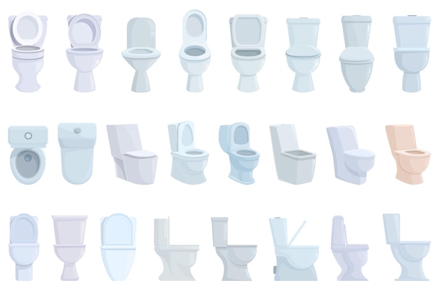 Conjunto de ícones de vaso sanitário vetor de desenhos animados Wc limpo