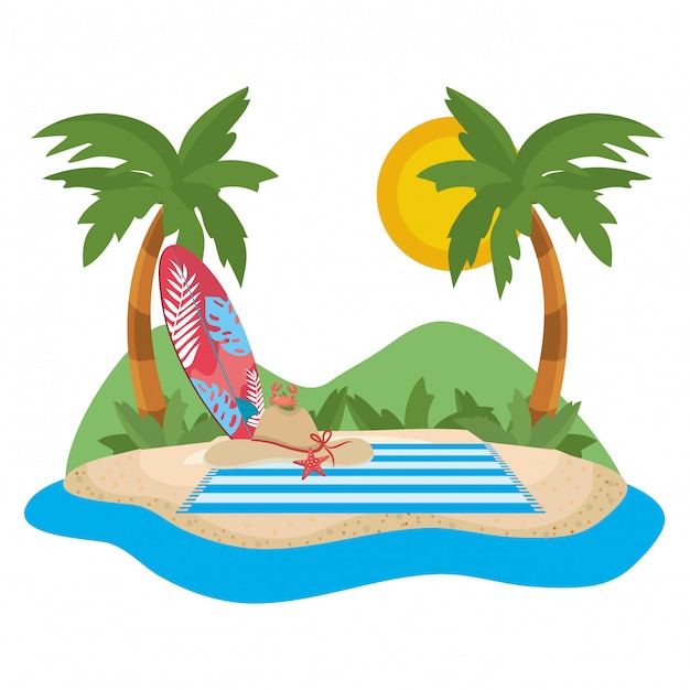 Conjunto de ícones de verão e férias