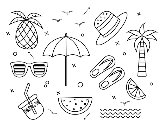 conjunto de ícones de verão