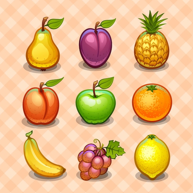 Conjunto de ícones de vetor de frutas