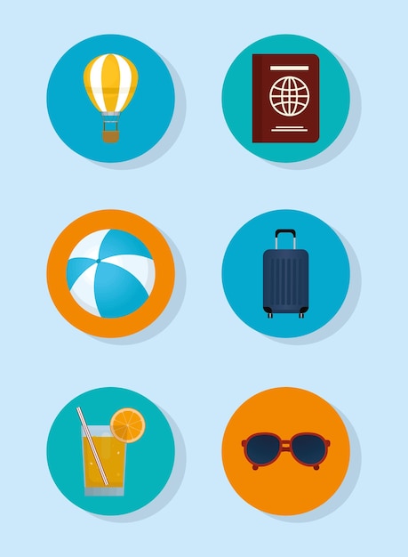 Conjunto de ícones de viagens de férias