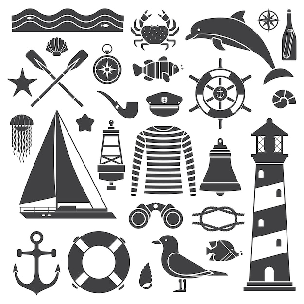 Conjunto de ícones de viagens marítimas