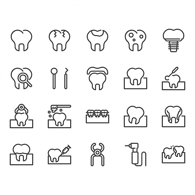 Conjunto de ícones dentais.