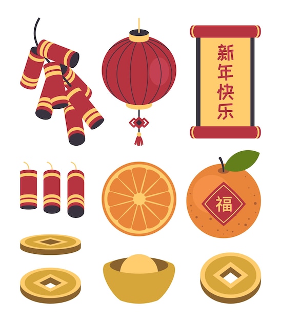 Conjunto de ícones do Ano Novo Chinês