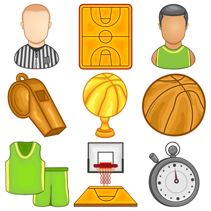 Vetor conjunto de ícones do basquetebol