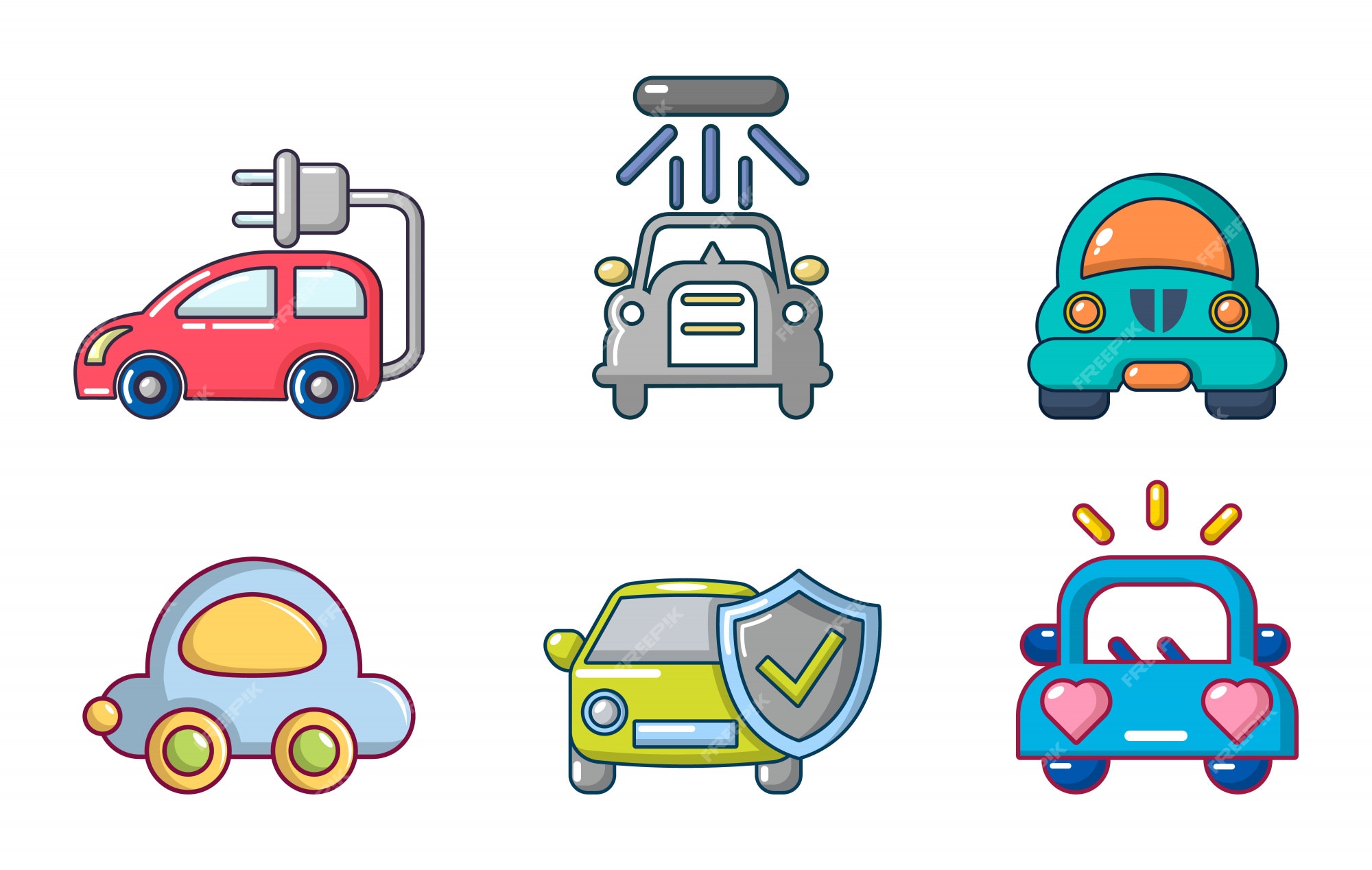 Conjunto de vetores de desenhos animados, Premium Vector #Freepik  #vector #carro